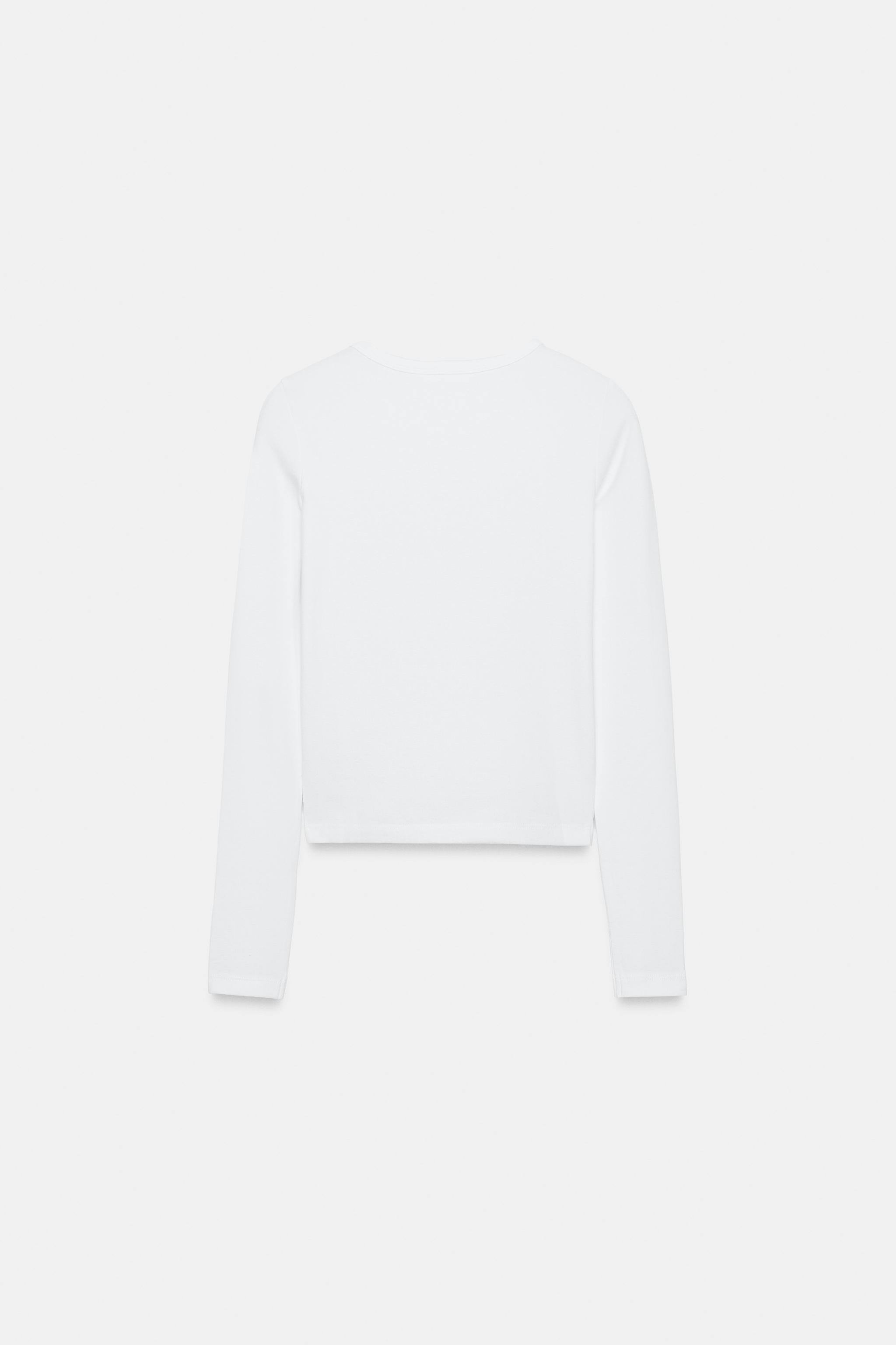 T-SHIRT EN COTON À MANCHES LONGUES